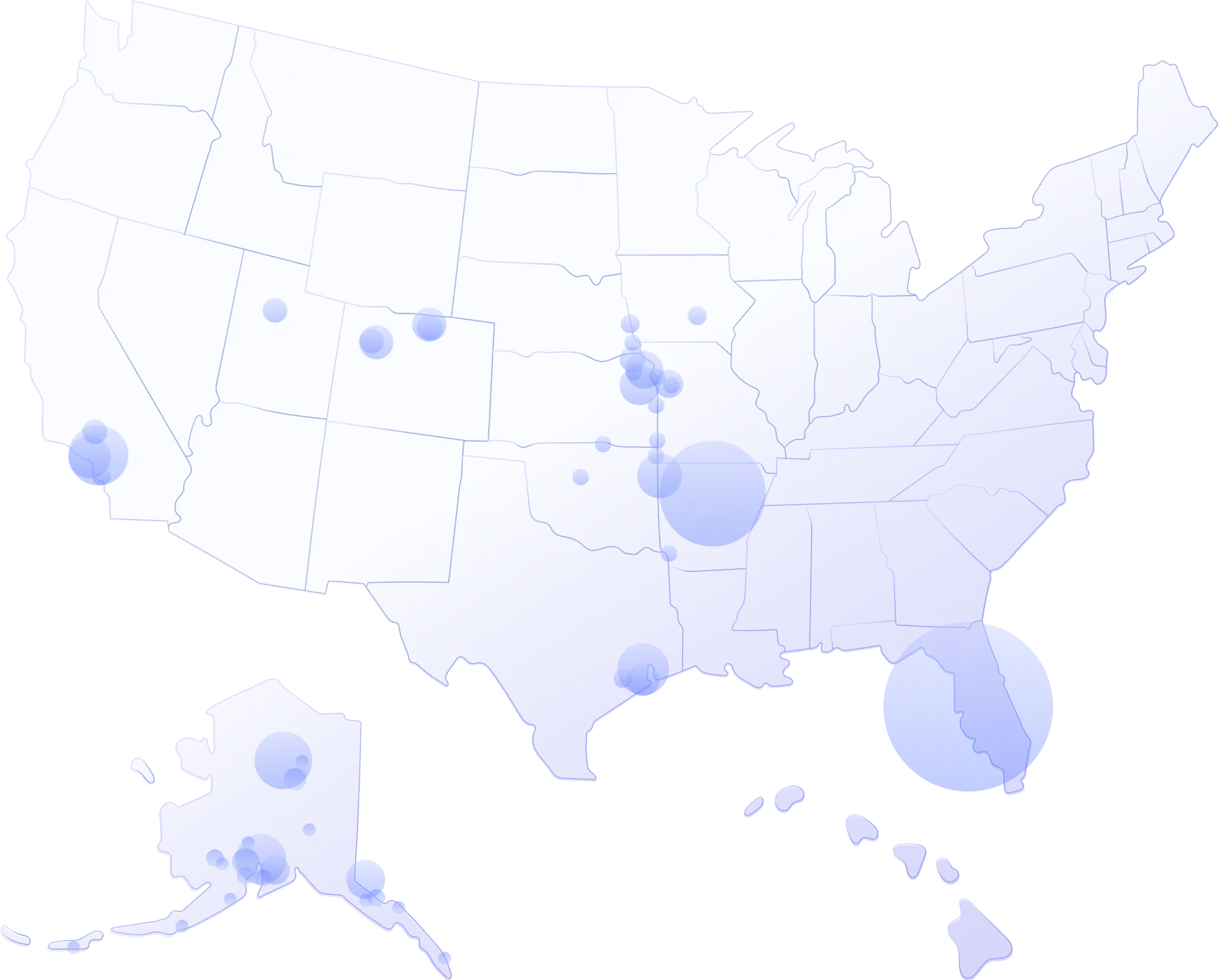 Map of Sitenotes customer projects across the United States